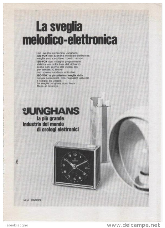 1970/74 - Orologio JUNGHANS - 3 Pagine Pubblicità Cm. 13 X18 - Montres Gousset