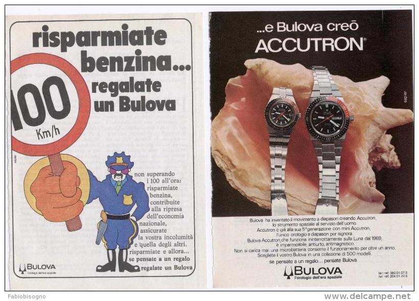 1974 - Orologio BULOVA - 4 Pagine Pubblicità Cm. 13 X 18 - Montres Gousset