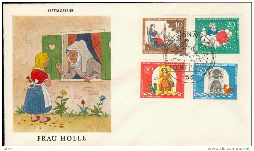 DV13-010 WEST GERMANY 1967 FDC MI 538-541 GRIMM BROTHERS, MARCHEN, SPROOKJES, FAIRY TALES. - Fiabe, Racconti Popolari & Leggende