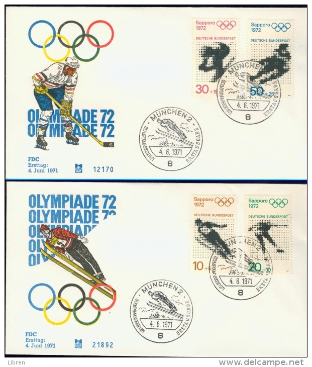 DV13-029 WEST GERMANY 1971 FDC MI 680-683 SPORT, WINTER OLYMPICS SAPORRO 1972. - Winter 1972: Sapporo