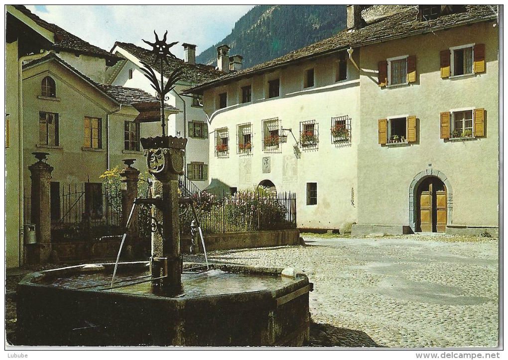 Vicosoprano - Dorfplatz Mit Brunnen, Pfarrhaus Und Gemeindehaus            1968 - Vicosoprano