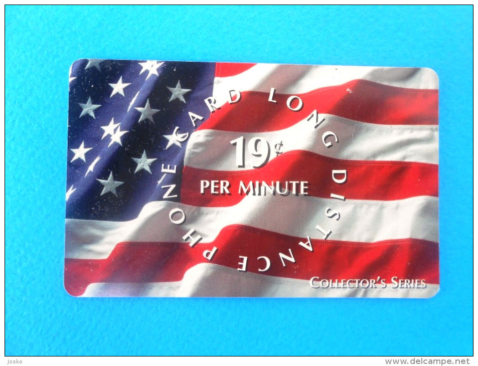 USA FLAG - Card Long Distance Phone ( Usa Prepaid Card ) Gsm Remote Drapeau Bandera Bandiera Fahne - Sonstige & Ohne Zuordnung