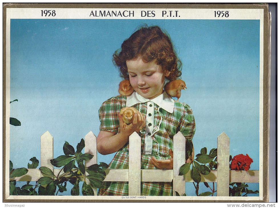 Calendrier 1958, Almanach Des PTT,postes,29 X 21,5 Cm.departement 26 Drome, Qu'ils Sont Hardis,,enfants,chien - Grossformat : 1941-60