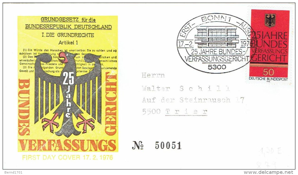 Germany - Mi-Nr 879 FDC (y781) - Altri & Non Classificati