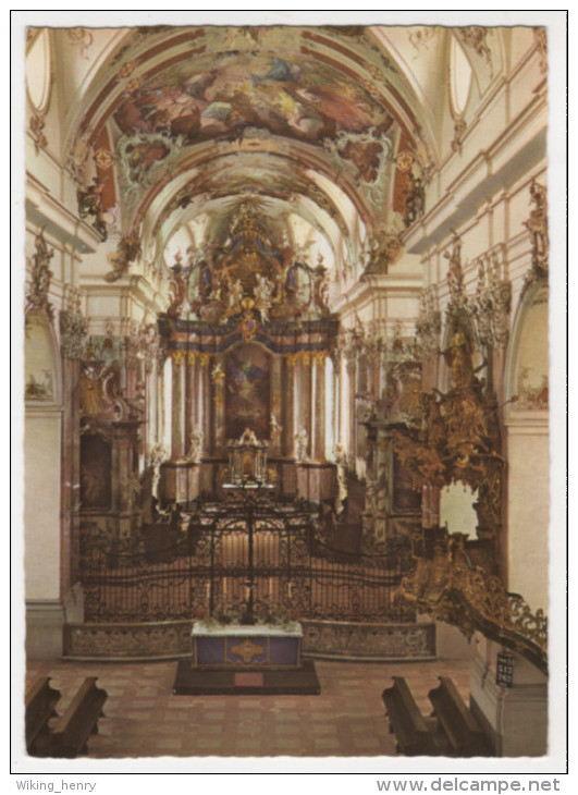 Amorbach - Abteikirche Blick Auf Chorgitter Kanzel Hochaltar - Amorbach