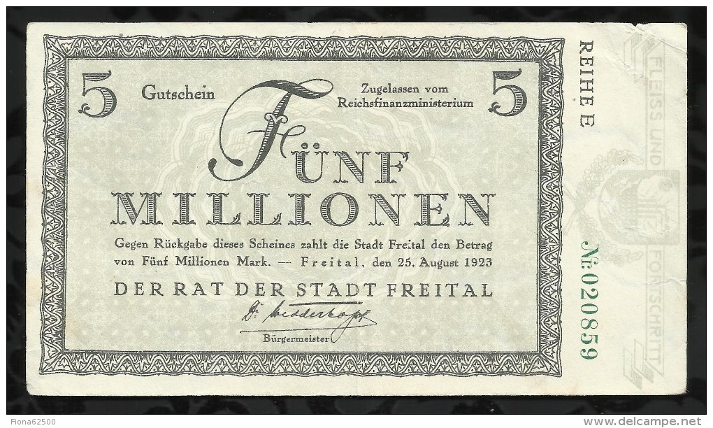 ALLEMAGNE .  BILLET DE 5 MILLION EN MARK . 1923 . - 5 Millionen Mark