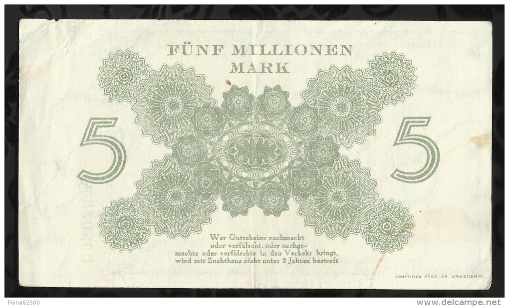 ALLEMAGNE .  BILLET DE 5 MILLION EN MARK . 1923 . - 5 Mio. Mark