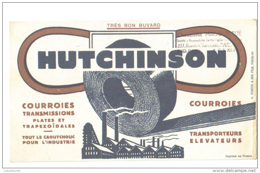 Buvard Ancien  "Hutchinson"   Courroies - H