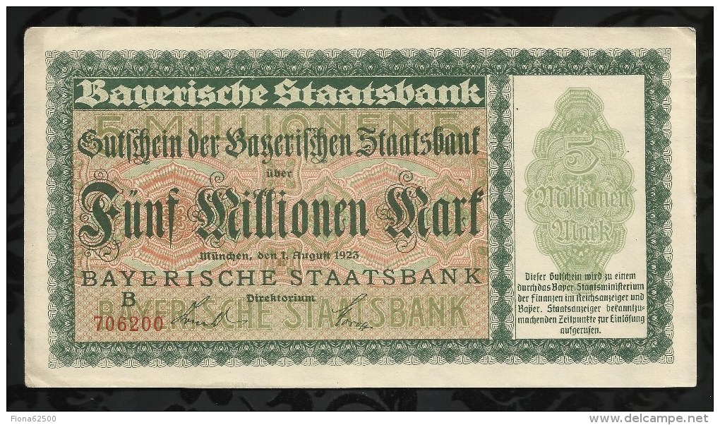 ALLEMAGNE .  BILLET DE 5 MILLION EN MARK . 1923 . - 5 Millionen Mark