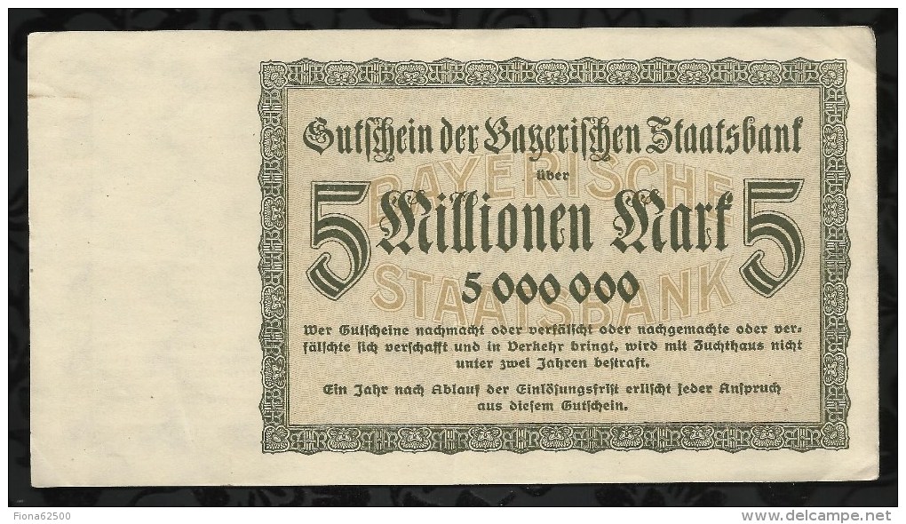 ALLEMAGNE .  BILLET DE 5 MILLION EN MARK . 1923 . - 5 Millionen Mark