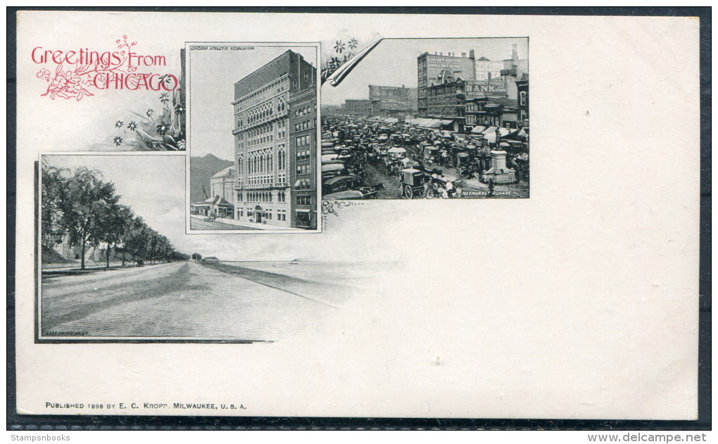 1898 Greetings From Chicago Postcard E.C. Kropp, Milwaukee, USA - Chicago