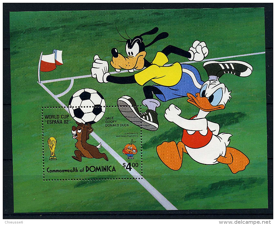 Dominique ** Bloc N° 73 - "Espana 82"  Coupe Du Monde De Foot. (Personnages De Walt Disney) - Dominica (1978-...)