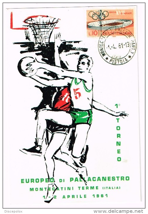 K1159 1° Torneo Europeo Di Pallacanestro - Basket - Montecatini Terme 1961 - Riproduzione / Non Viaggiata - Basket-ball