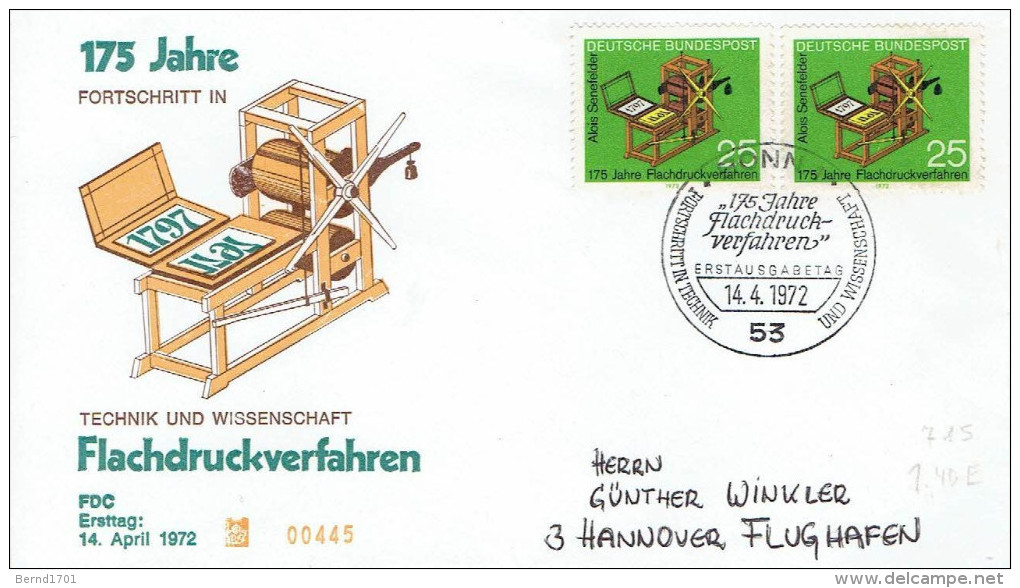 Germany - Mi-Nr 715 FDC (y784)- - 1971-1980