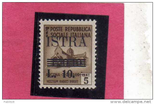 OCCUPAZIONE JUGOSLAVIA YUGOSLAVIA  ISTRIA ISTRA 1945 NUOVO VALORE SOPRASTAMPA ITALIA ITALY SURCHARGED LIRE 10 SU 10C MNH - Occup. Iugoslava: Istria