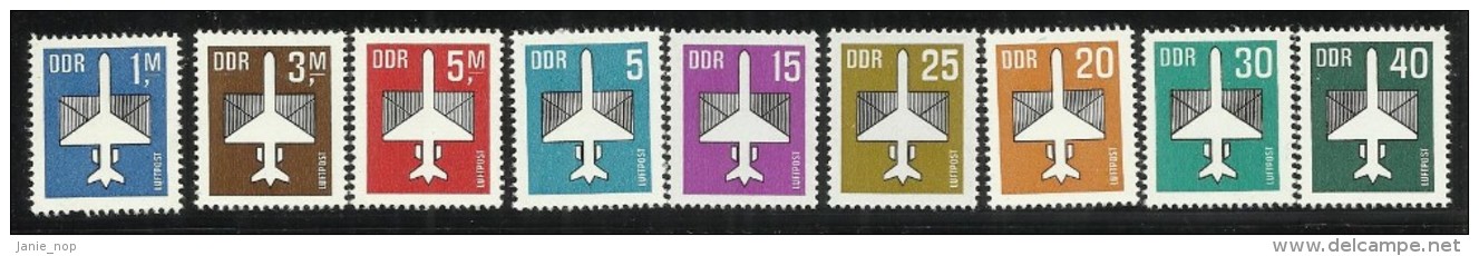 German Democratic Republic 1982-87 Air Post Set 9 - Unused Stamps