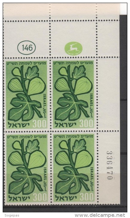 ISRAËL  1958 BLOC DE 4 TIMBRES BDF N° 144 NEUFS ** VOIR SCAN - Neufs (sans Tabs)