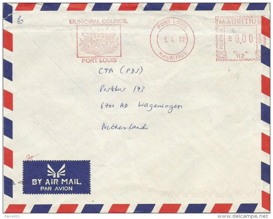 Mauritius Maurice 2002 Port Louis Meter Franking Neopost “Electronic” RC 112 Cover - Mauritius (1968-...)