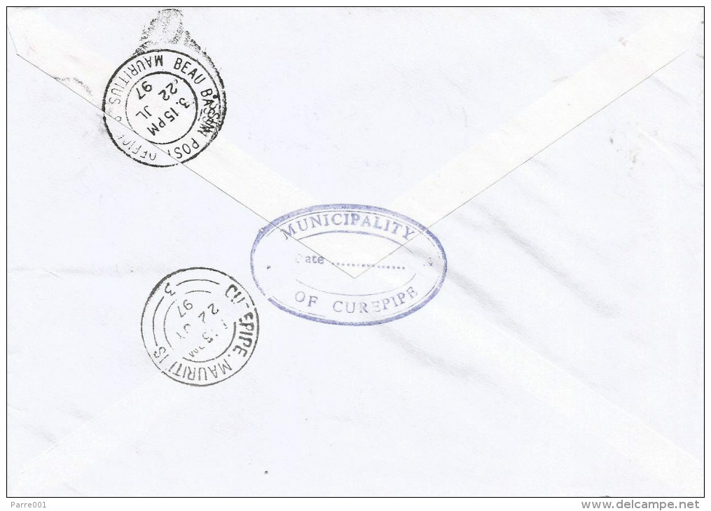 Mauritius Maurice 1997 Curepipe Meter Franking Neopost “Electronic” RC 53 Domestic Registered Cover - Mauritius (1968-...)