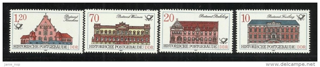 German Democratic Republic 1987 Historic Post Offices - Unused Stamps
