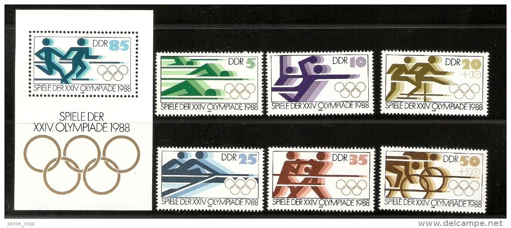 German Democratic Republic 1988 Seoul Olympic Games - Unused Stamps