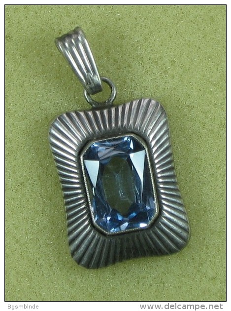 Antiker Anhänger - Silber 835 - "klarer Hellblauer Stein" - Pendants