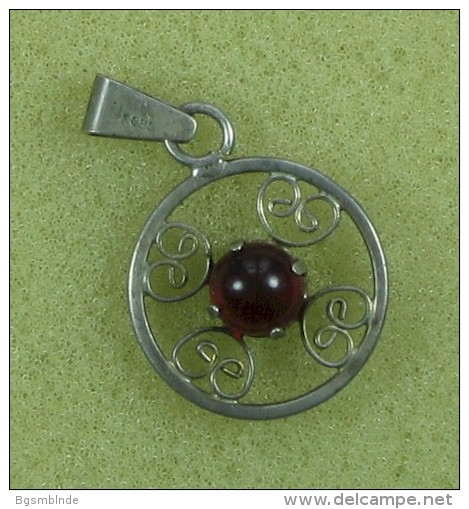 Antiker Anhänger - Silber 835 - "rote Kugel" - Pendenti