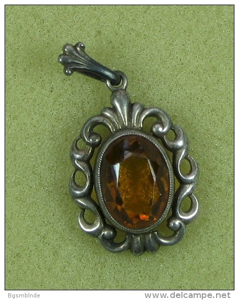 Antiker Anhänger - Silber 835 - "orangefarbener Stein" - Pendants