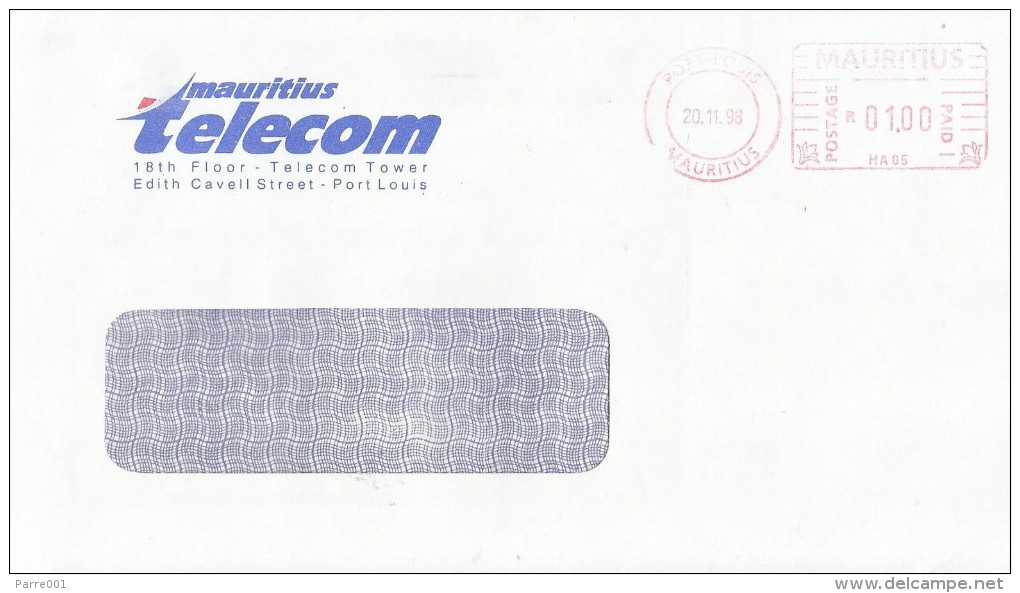 Mauritius Maurice 1998 Port Louis Meter Franking Hasler "Mailmaster” HA 05 Domestic Cover - Mauritius (1968-...)