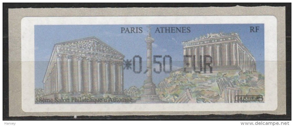 58e Salon Philatélique D'automne Vignette 0,50 € "Paris-Athènes" - 1999-2009 Vignettes Illustrées