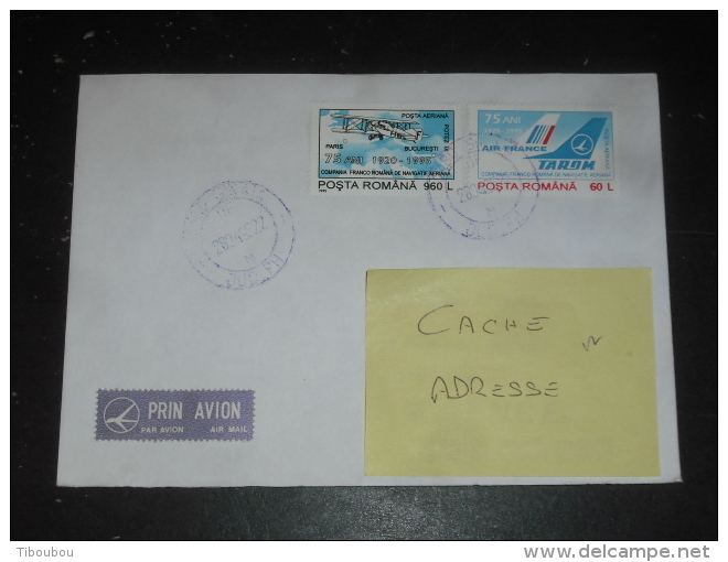 LETTRE ROUMANIE ROMANIA ROMANA AVEC YT PA 319 ET PA 320 - AVION AIR FRANCE TAROM - - Covers & Documents