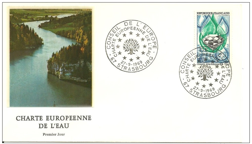 Env 1er Jour Avec  1 Timbre  N° 1612 Conseil De L´Europe Oblitération Strasbourg De 1969    Voir Le Scan - Autres & Non Classés