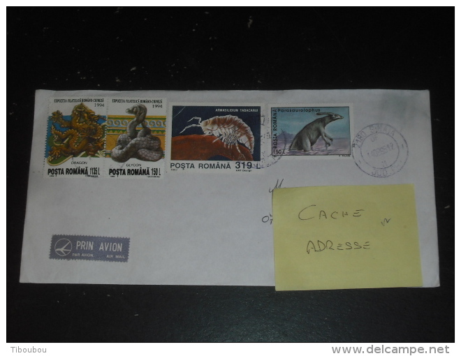 LETTRE ROUMANIE ROMANIA ROMANA AVEC YT 4204 4205 4129 4155 - EXPO CHINE SERPENT DRAGON - CLOPORTE DINOSAURE PREHISTOIRE - Covers & Documents