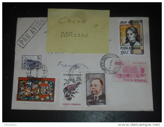 LETTRE ROUMANIE ROMANIA ROMANA AVEC YT 3954 4149 4074 4286 4209 3976F - HOTEL CONTE IONESCU OISEAU ETOURNEAU POETE - - Covers & Documents