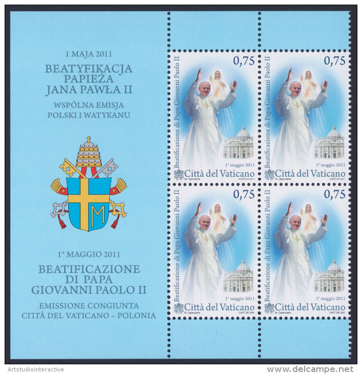 2011 VATICANO "BEATIFICAZIONE DI GIOVANNI PAOLO II" QUARTINA MNH - Unused Stamps