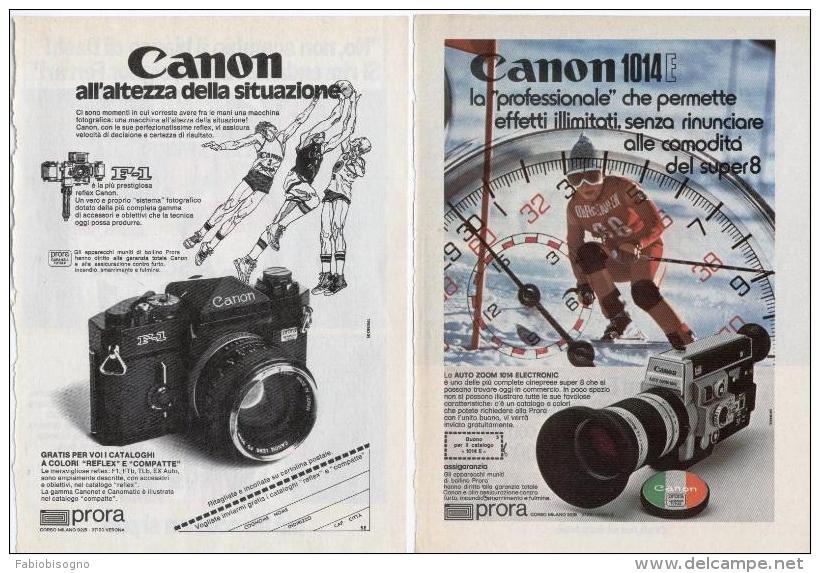 1974 - CANON (basket - Sci) -  2 Pagine Pubblicità Cm. 13 X 18 - Cámaras Fotográficas