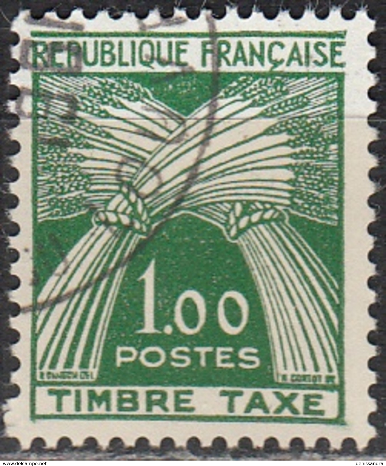 France 1960 Yvert Taxe 94 O Cote (2012) 2.30 Euro Gerbes Cachet Rond - 1960-.... Oblitérés