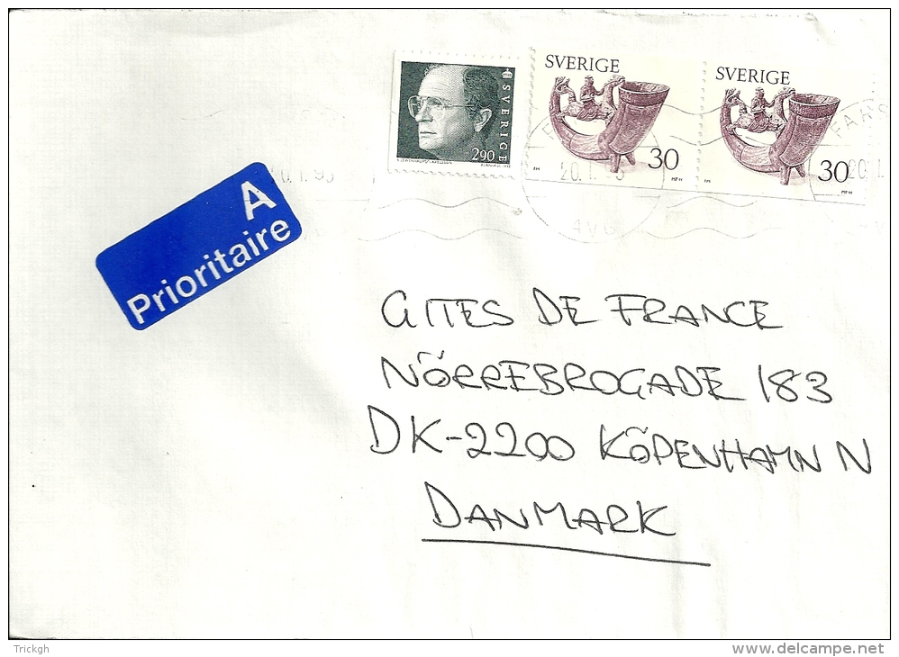 Sverige Frasta &gt;&gt; Danmark Kobenhavn 1993 - Lettres & Documents