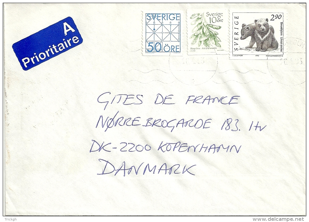 Sverige Stockholm &gt;&gt; Danmark Kobenhavn 1993 / Ours Beer Bear - Storia Postale