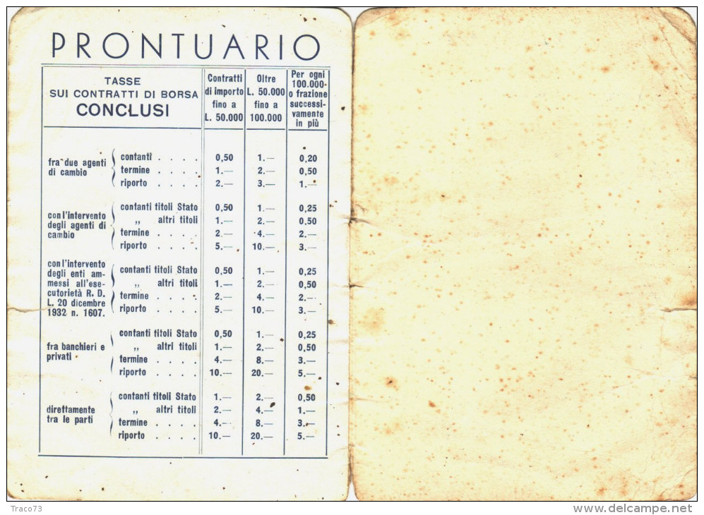 BANCO DI SICILIA  /   1938  _ Calendario Di Borsa - Tamaño Pequeño : 1921-40