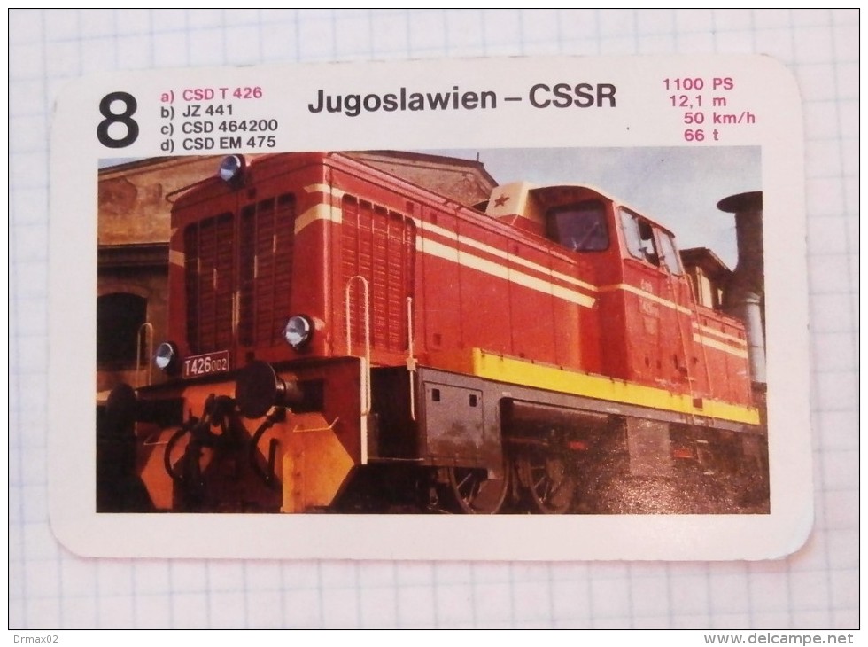 CSD T 426 JUGOSLAWIEN - CSSR Yugoslavia - Czechoslovakia / TRAIN, DIESEL LOCOMOTIVE Lokomotive / Playing Card - Chemin De Fer
