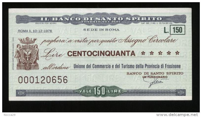 MINIASSEGNO 1976 BANCO DI SANTO SPIRITO -UNIONE  COMMERCIANTI FROSINONE DA £150 - [10] Assegni E Miniassegni