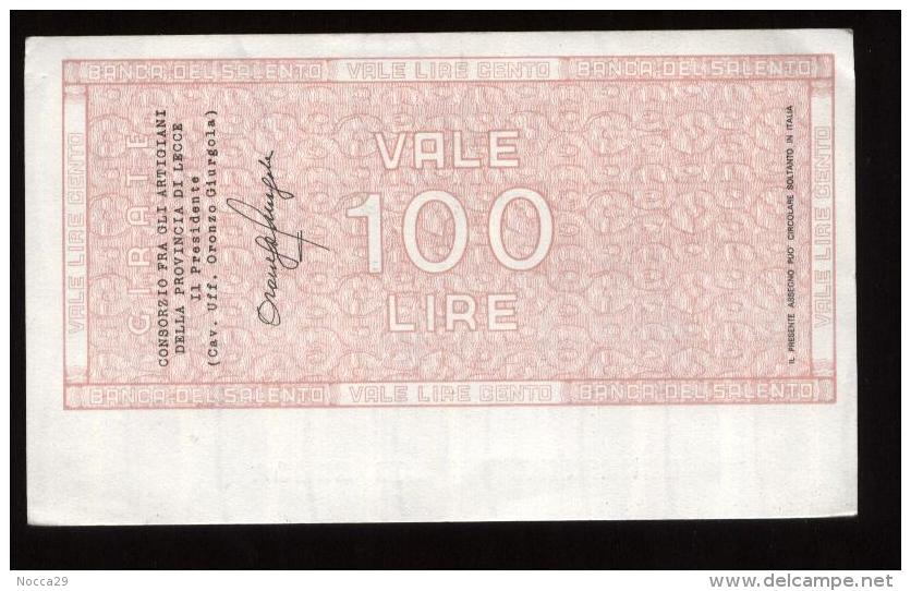 MINIASSEGNO 1976 BANCA DEL SALENTO - ARTIGIANI PROVINCIA DI LECCE DA £ 100 - [10] Cheques Y Mini-cheques