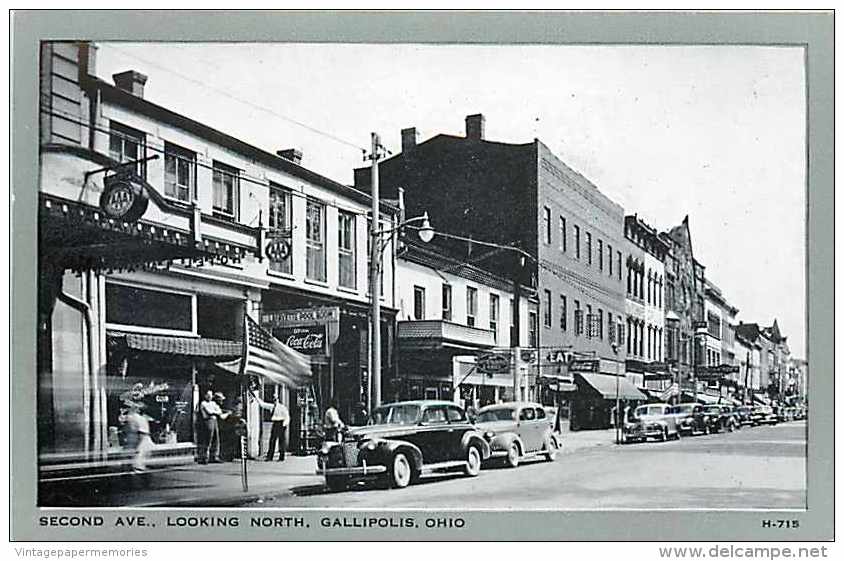 225659-Ohio, Gallipolis, Second Avenue, Looking North, Business Section, 40s Cars, Wayne Paper Box No H-715 - Other & Unclassified