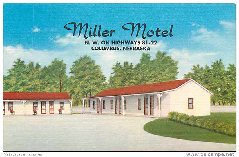 225691-Nebraska, Columbus, Miller Motel, Highways 81-22, Linen Postcard, Mid-State Spec No 19,712F - Columbus