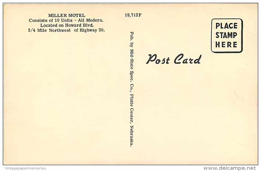 225691-Nebraska, Columbus, Miller Motel, Highways 81-22, Linen Postcard, Mid-State Spec No 19,712F - Columbus