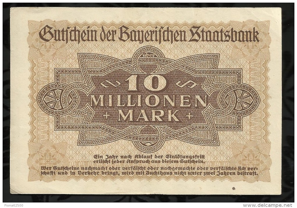 ALLEMAGNE .  BILLET DE 10 MILLION EN MARK . 1923 . - 10 Mio. Mark