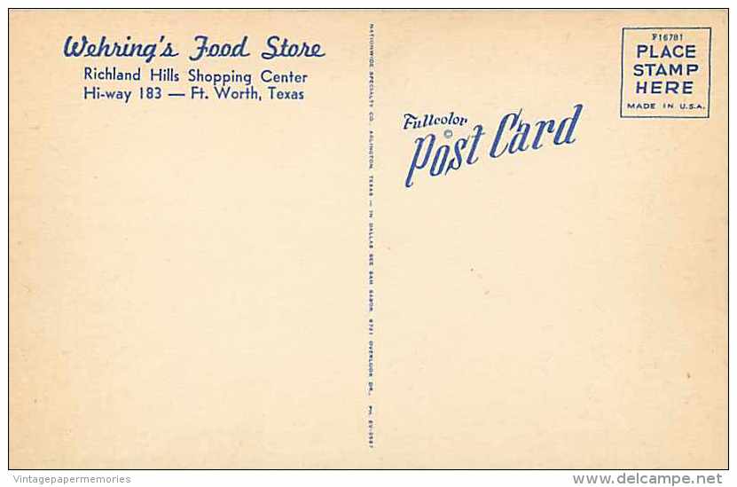 225713-Texas, Fort Worth, Wehring´s Food Store, Linen Postcard, Nationwide No F16781 - Fort Worth