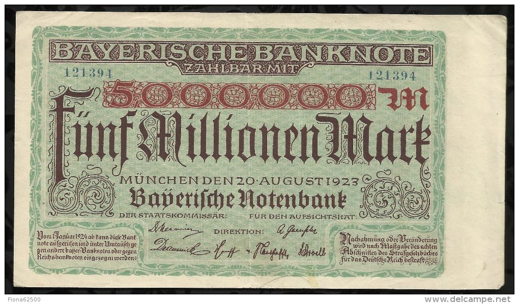 ALLEMAGNE .  BILLET DE 5 MILLION EN MARK . 1923 . - 5 Millionen Mark