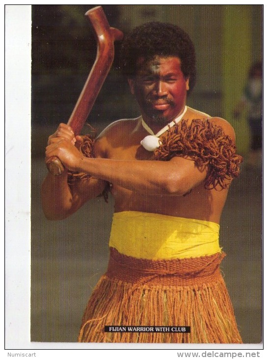 Fidji.. Iles Fidji.. Fijian Warrior With Club.. Guerrier Fidjien Avec Son Arme - Fidji